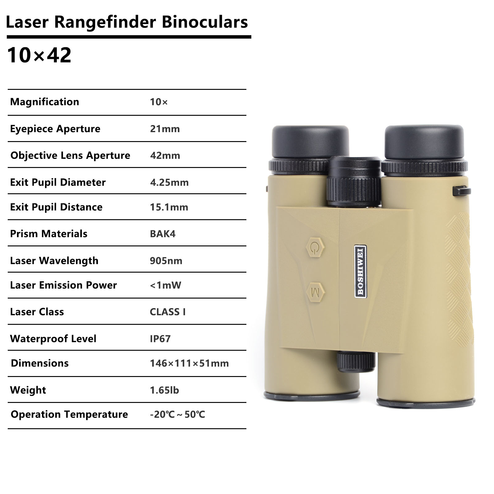 BOSHIWEI 10x42 Laser Rangefind - Rangefinder Laser Golf reseña y precio